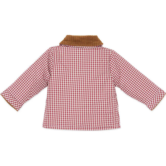 Marcel Gingham Baby Jacket, Red and White Ecru - Jackets - 2