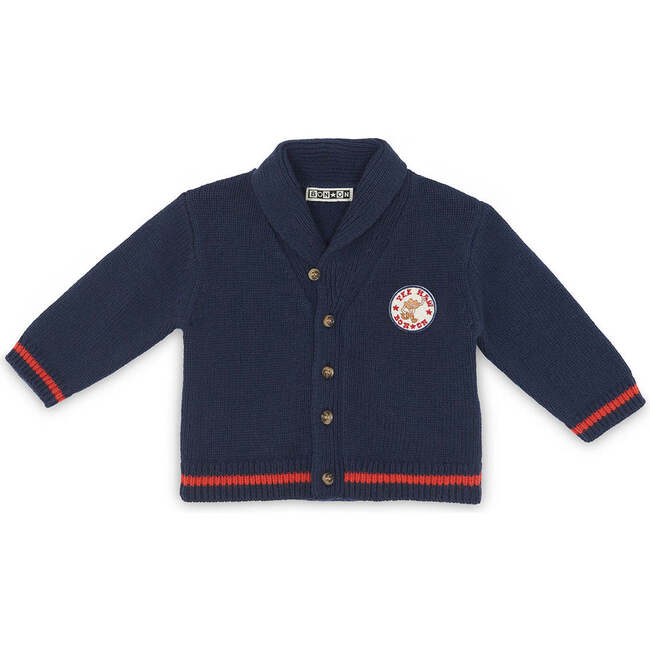 Hubert Collared Baby Cardigan, Bleu Brut Blue