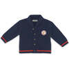 Hubert Collared Baby Cardigan, Bleu Brut Blue - Cardigans - 1 - thumbnail