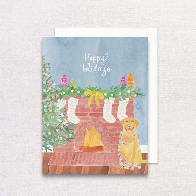 Festive Yellow Lab Greeting Card
