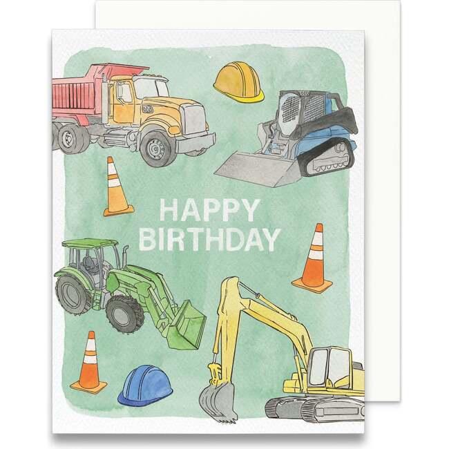 Construction Trucks Birthday Greeting Card