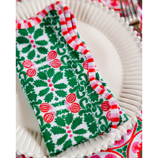 Pomegranate Napkins Set of 4, Green & Pink - Tabletop - 2