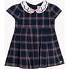 Coton Plaid Dress, Myosotis Blue - Dresses - 1 - thumbnail