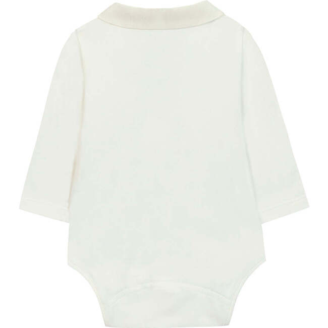 Leaf Embroidery Detail Bodysuit, Light Grey - Onesies - 2