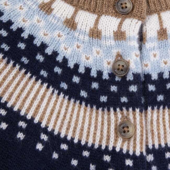 Wool Round Neck Sweatshirt, Marine, Brown And Light Blue - Sweatshirts - 2