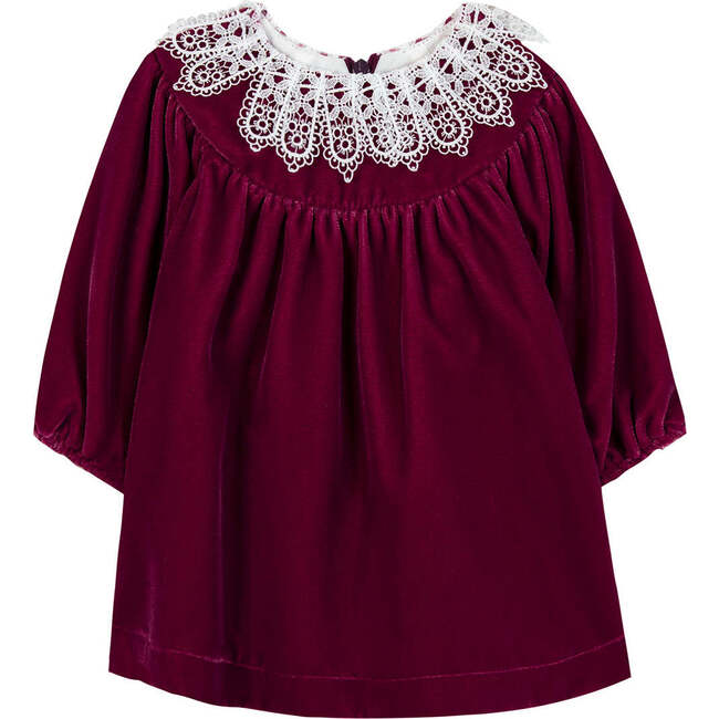 Dress With Lace Collar, Rhododendron Red