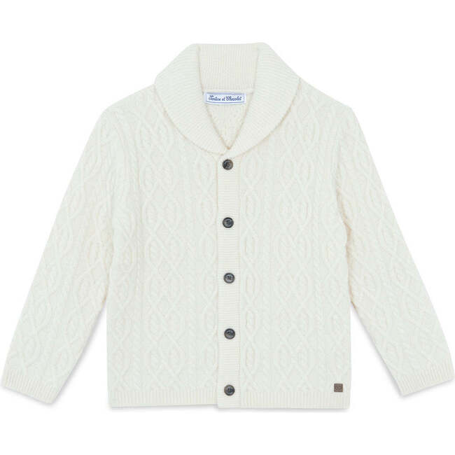 High-Neck Wool Sweater, Nacre White
