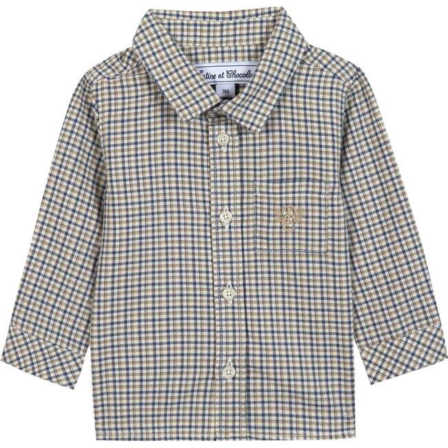 Cotton Baby Plaid Shirt, Ecorce White