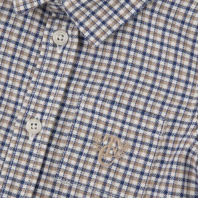 Cotton Baby Plaid Shirt, Ecorce White - Shirts - 2