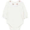 Cotton Flower Bodysuit, Nacre White - Onesies - 1 - thumbnail