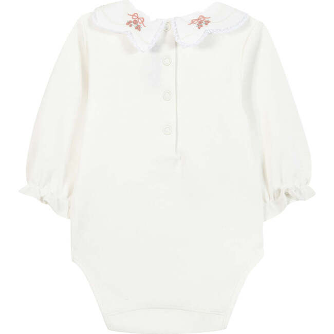 Cotton Flower Bodysuit, Nacre White - Onesies - 2
