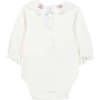 Cotton Flower Bodysuit, Nacre White - Onesies - 2