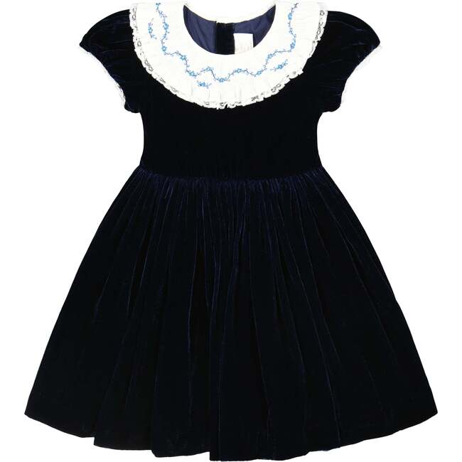 Celestine Navy Velvet Smocked Dress