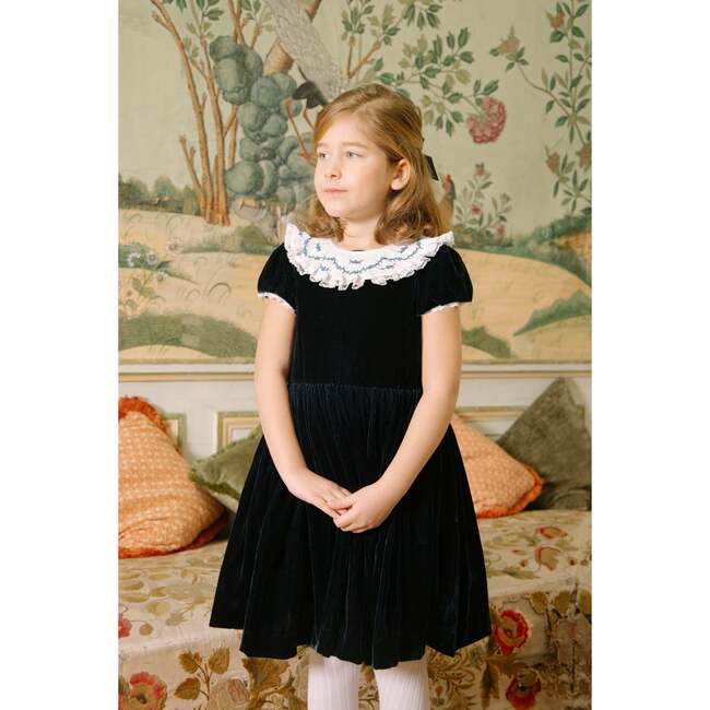Celestine Navy Velvet Smocked Dress - Dresses - 5