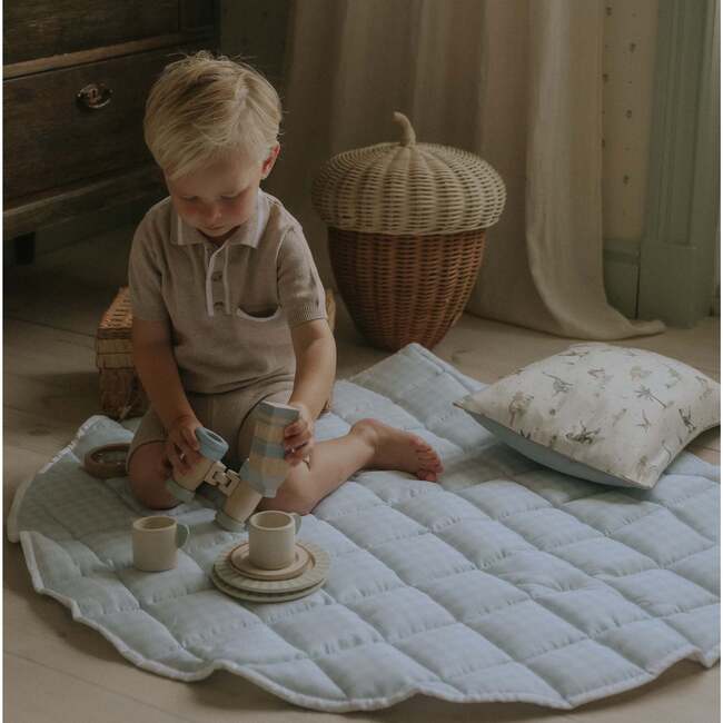 Picnic Gingham Play Mat, Blue - Blankets - 7