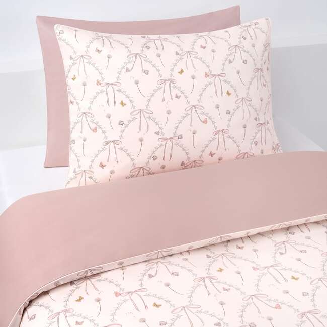 Bows & Butterfly Kisses, Twin Duvet Set, Pink