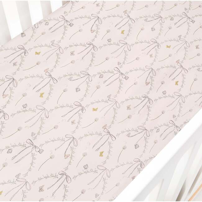 Bows & Butterfly Kisses, Crib Sheet, Pink