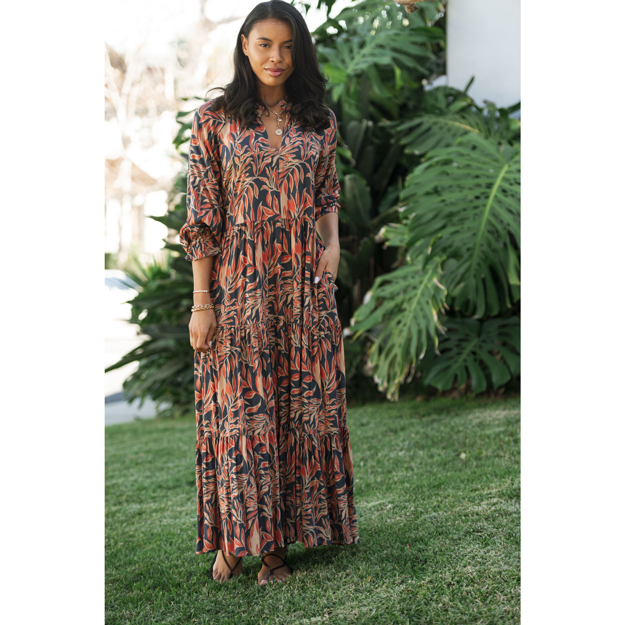 Roma Label | Sienna Dress Maxi, The Fall Leaves (Prints, Size Small) | Maisonette