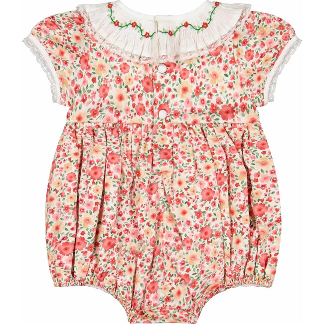 Celestine Red Floral Smocked Romper