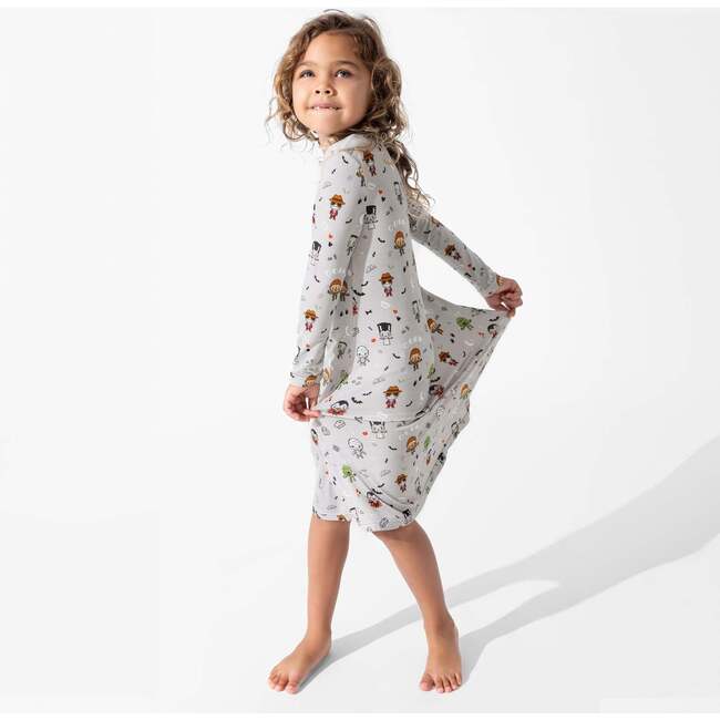 Little Monsters Bamboo Girls' Short Sleeve Dress, Pink - Dresses - 3