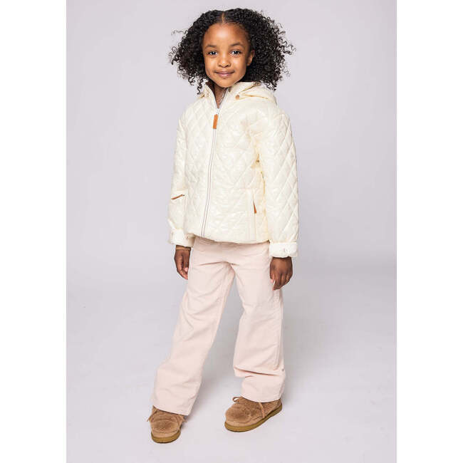 Kids Quilted Puffer Jacket, Shiny Winter White - Coats - 4