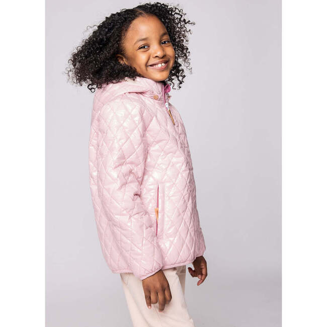Kids Quilted Puffer Jacket, Shiny Ballerina Pink - Coats - 4