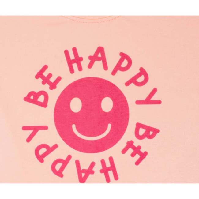 Happy Face "BE HAPPY" Message T-Shirt and Short Set Kids, Pink - Mixed Apparel Set - 4