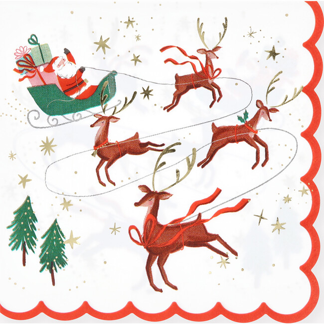 Santa, Sleigh & Reindeer Large Napkins