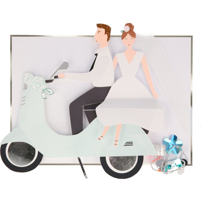 Scooter Couple Stand-Up Wedding Card - Party - 2