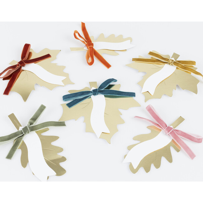 Gold Leaf Bow Place Cards