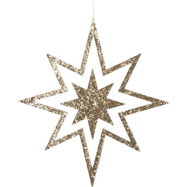 Large Glitter Wooden Star Decorations - Party - 6