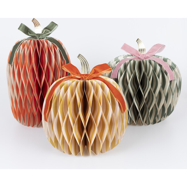 Fall Stripe Paper Honeycomb Pumpkins