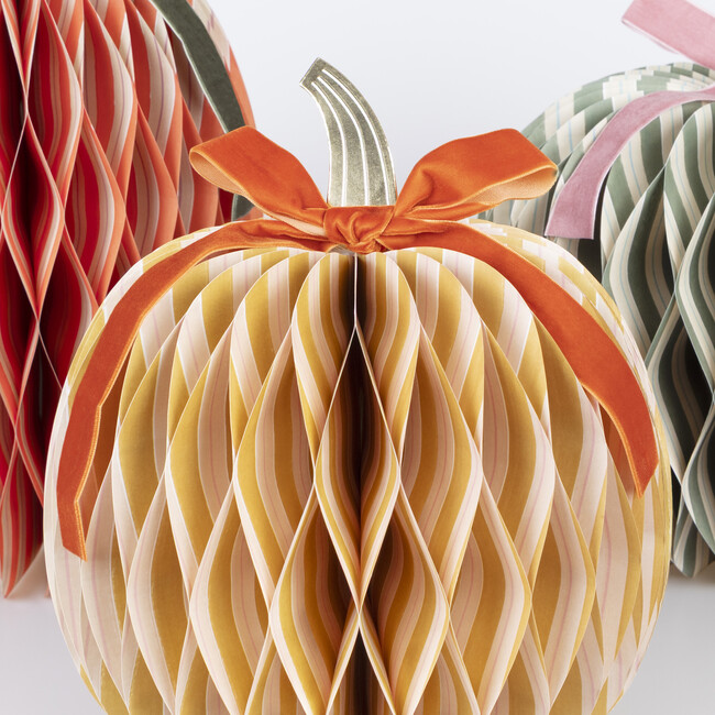 Fall Stripe Paper Honeycomb Pumpkins - Party - 2