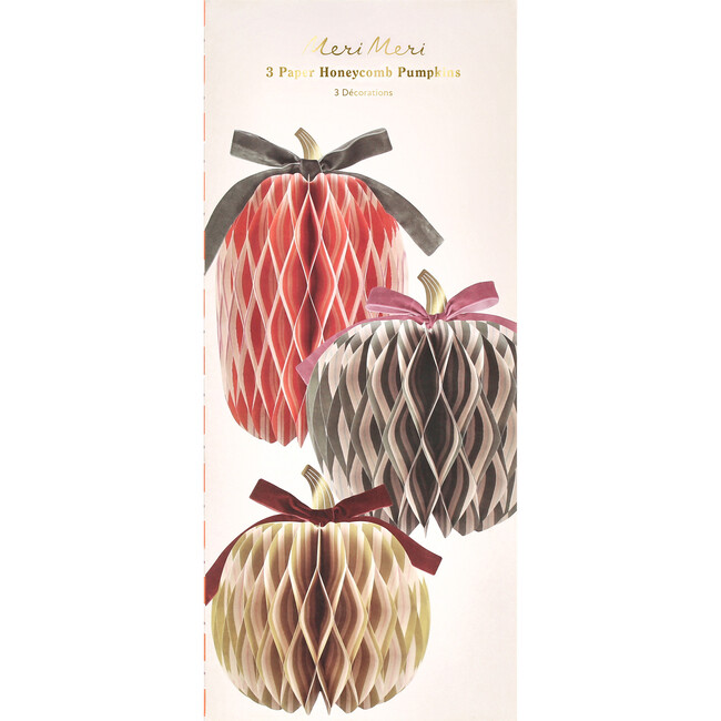 Fall Stripe Paper Honeycomb Pumpkins - Party - 4