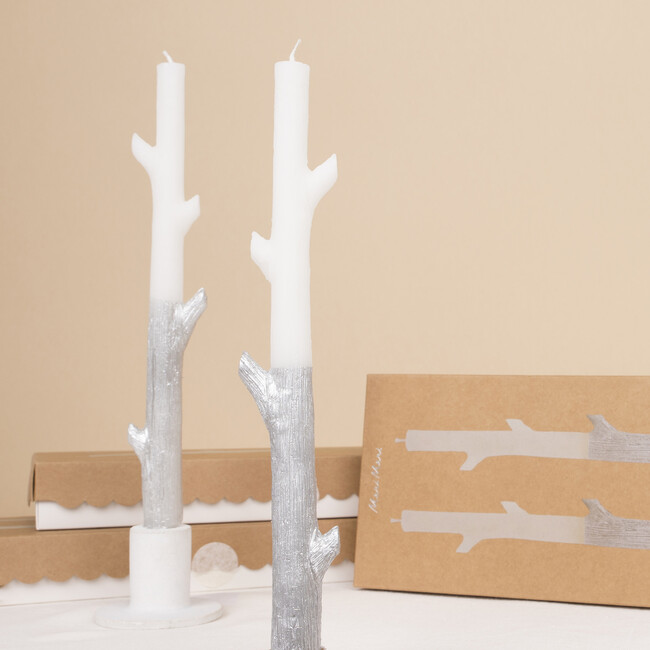 Silver Dipped Stick Candles