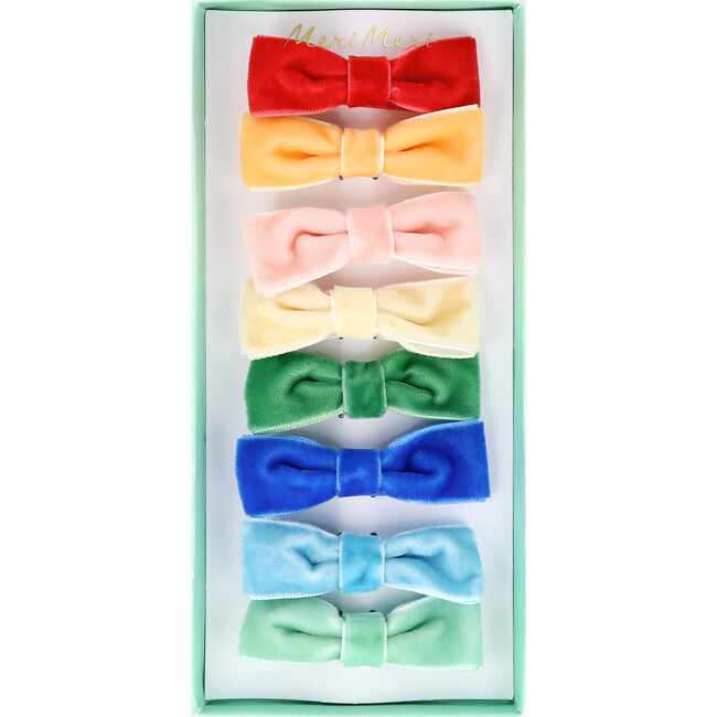 Rainbow Velvet Bow Hair Clips