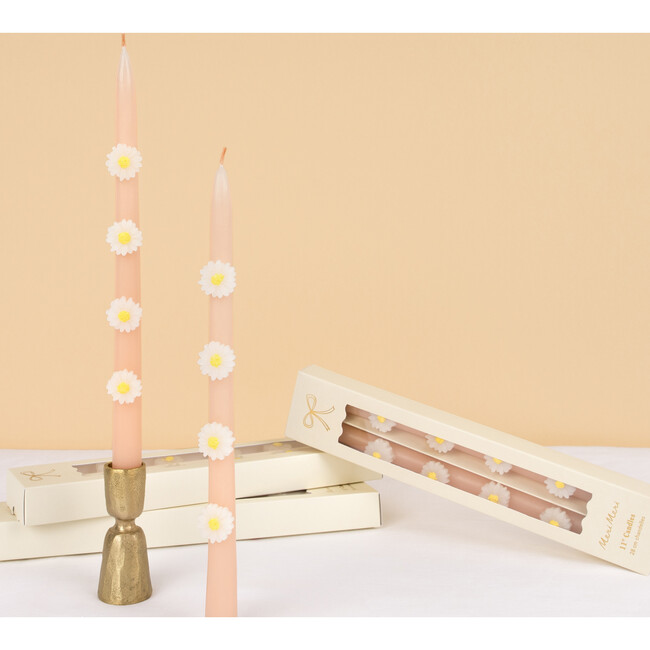 Pink Daisy Taper Candles