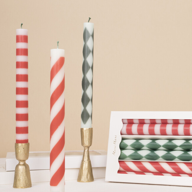 Festive Stripe Table Candles