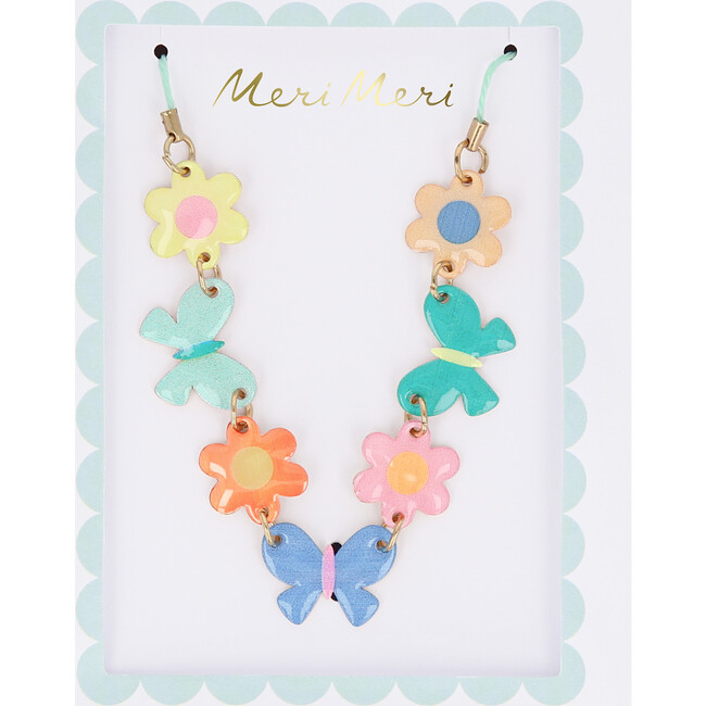 Butterflies & Flowers Enamel Charm Necklace
