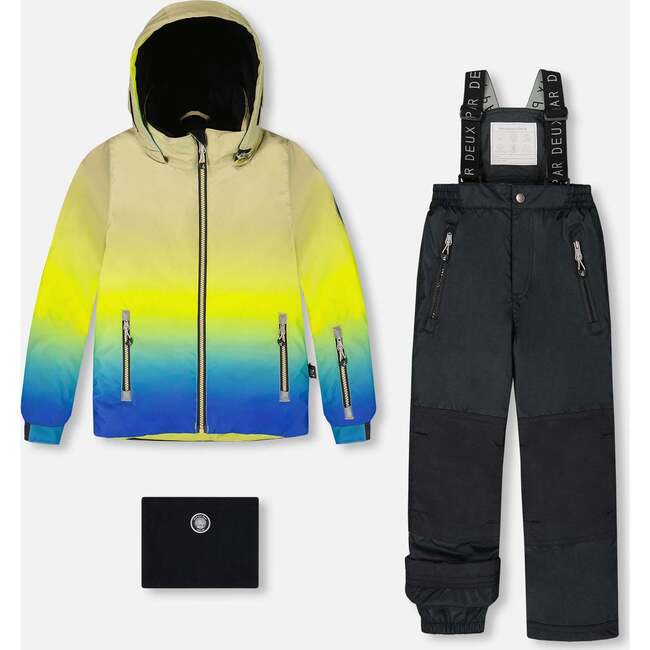 Two-Piece Play Snowsuit with Gradient Jacket, Black