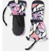 Winter Mittens Teknik, Black Retro Flower Print - Gloves - 1 - thumbnail