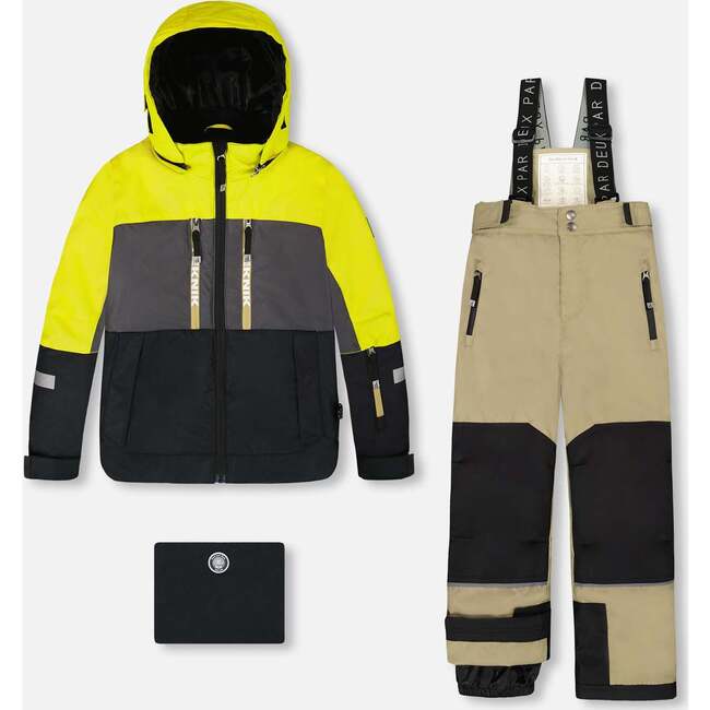 Two-Piece Teknik Snowsuit Colorblocked, Light Khaki Green