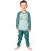 Two-Piece Organic Cotton Pajama Set, Teal Construction Print - Pajamas - 2