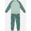 Two-Piece Organic Cotton Pajama Set, Teal Construction Print - Pajamas - 3
