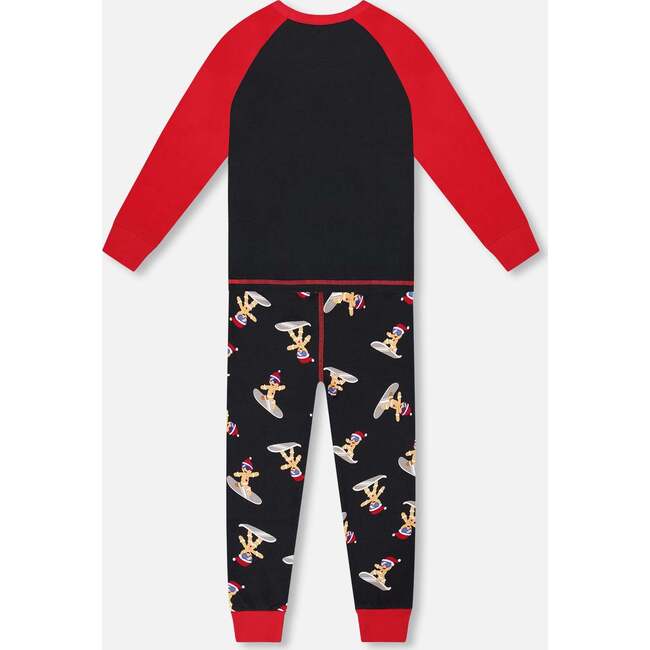Two-Piece Organic Cotton Pajama Set, Black Cookie Print - Pajamas - 3