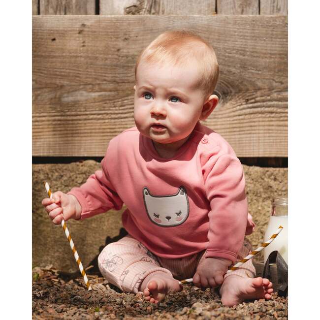 Organic Cotton Pant with Top Set, Pink Cat Print - Mixed Apparel Set - 2