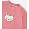 Organic Cotton Pant with Top Set, Pink Cat Print - Mixed Apparel Set - 4