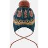Lined Peruvian Knit Pompom Hat, Green and Pink - Winter Hats - 3