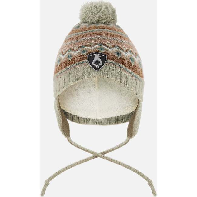 Lined Baby Knit Pompom Hat with Ear Flaps Blue Purple, Green and Brown