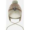 Lined Baby Knit Pompom Hat with Ear Flaps Blue Purple, Green and Brown - Winter Hats - 1 - thumbnail